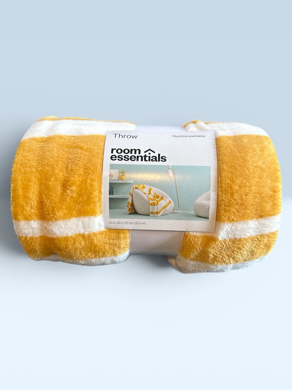 Target Yellow and White Striped Plush Throw Blanket